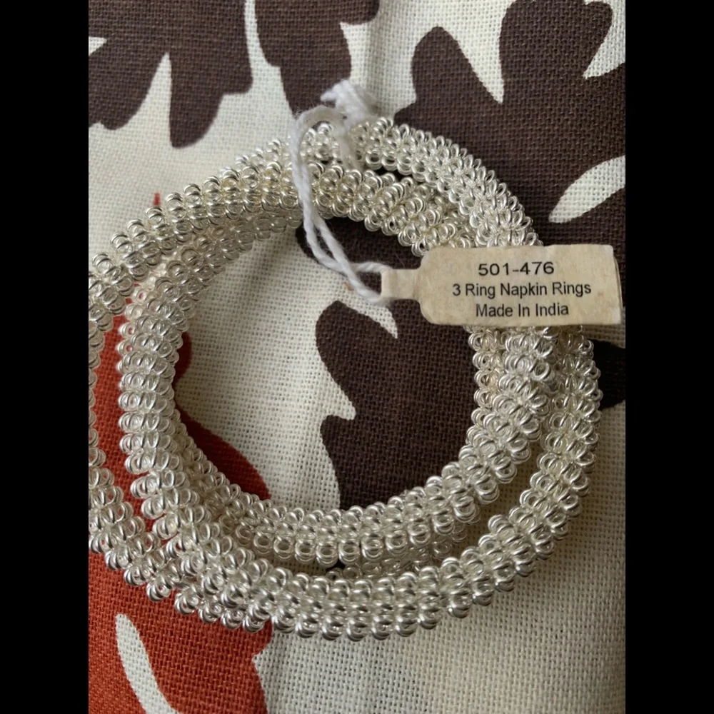 Crate and Barrel 3 Ring Napkin Rings Set of 10
